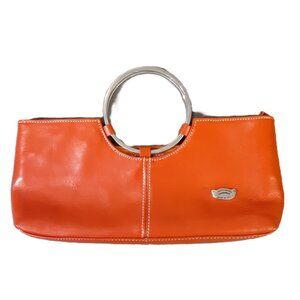 L'Artigiano Sorrentino Italy Purse Orange Silver Metal Pocket Strap Leather Spot